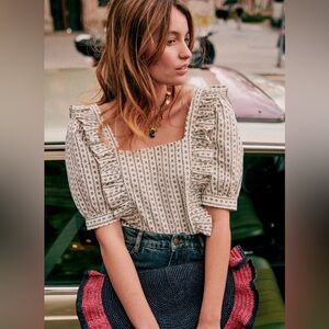 Sezane Ezequiel Blouse Black and White Size 36 (US size 4)